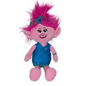 Trolls Dreamworks Poppy Pink Blue Dress Plush 15"